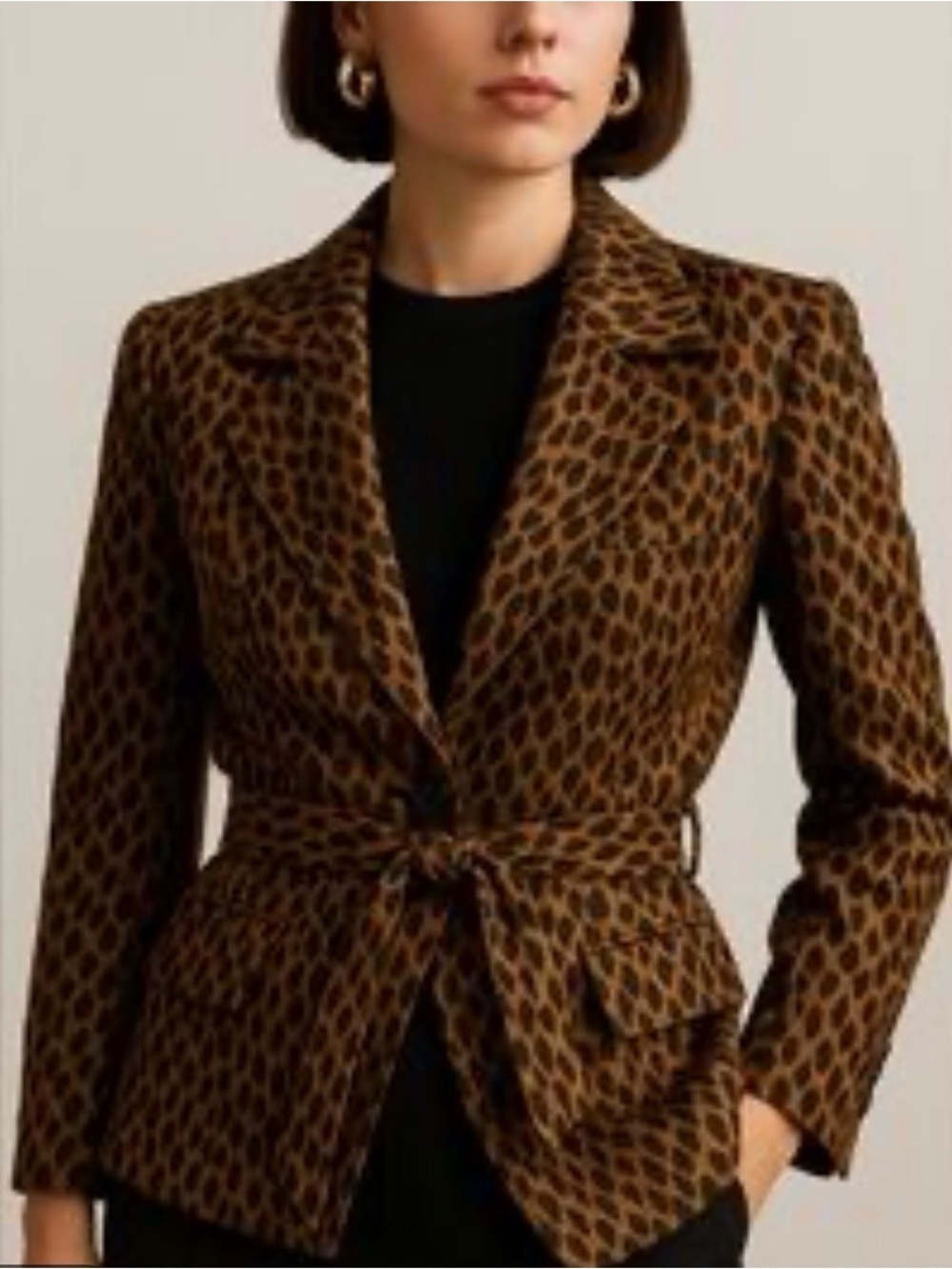 St. John Leopard Print Belted Jacket Lined with Silk